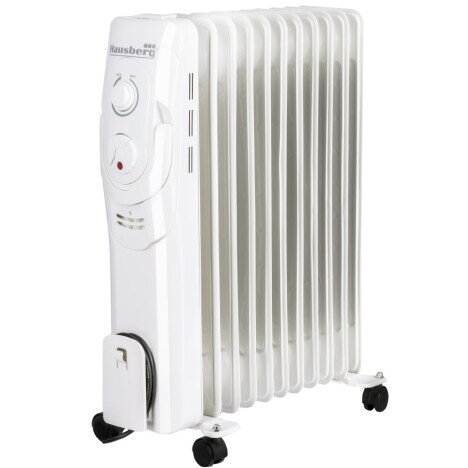 Calorifer electric Hausberg HB-8920AB, 2500 W, 11 elementi, 3 nivele de putere, termostat reglabil,